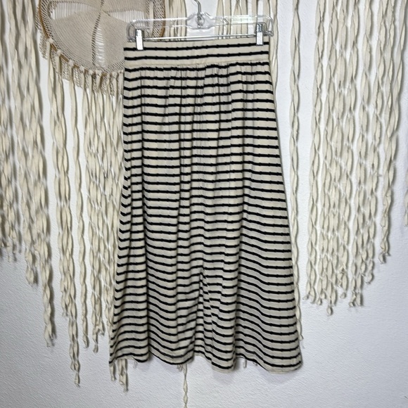 Nation Los Angeles Vida Midi Skirt in Cream and Black Stripe Small - Picture 6 of 15